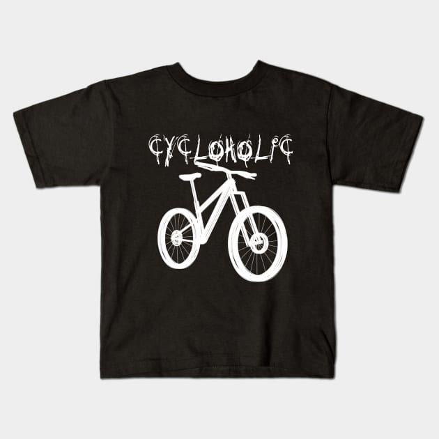 Cycloholic Bike Kids T-Shirt by HappyGiftArt